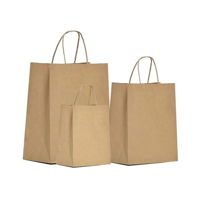 China Recycled Materials Customized Size Logo Foldable Eco-Friendly Tote Shopping Bag Gift Wrapping Kraft Paper Bag With Handle for sale