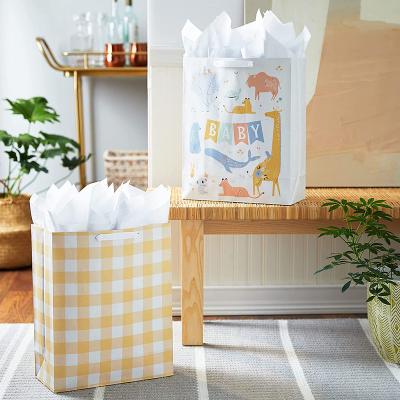 China Recycled Materials China Supplier Biodegradable Charcoal Recycled Colorful Craft Party Kraft Paper Shopping Bag With Ribbon Handle for sale