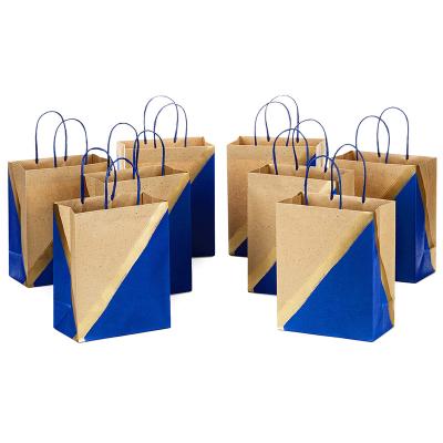 China Recycled Materials Wholesale High Quality Fashion Shopping Bag Two Color Design Kraft Splice Eco-friendly Paper Bags With Handles for sale