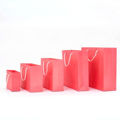 China New Style Materials Fashion Gift Recycled Tote Bags Degradable Pink Kraft Shopping Paper Bags With Custom Printed Logo for sale