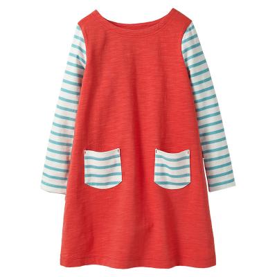 China Breathable Red Dress With Blue And White Stripes Long Sleeve New Baby Clothing For Girls for sale