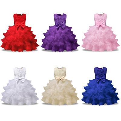 China Wholesale Breathable Satin Sleeveless Princess Summer Birthday Ball Gown Baby Wedding Dresses Party for sale