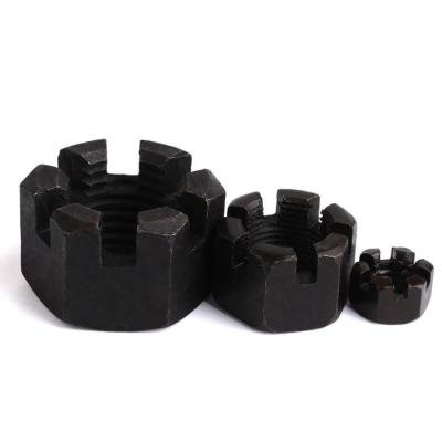 China Heavy Industry Best Price Din935 Carbon Steel Castle Hex Slotted Nut With Black Oxide for sale