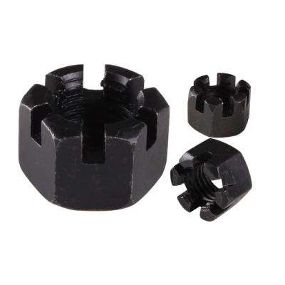 China OEM Heavy Industry Din935 Black Stock Hex Carbon Steel Heavy Slotted Castle Nuts Round Lock Castle Nut for sale