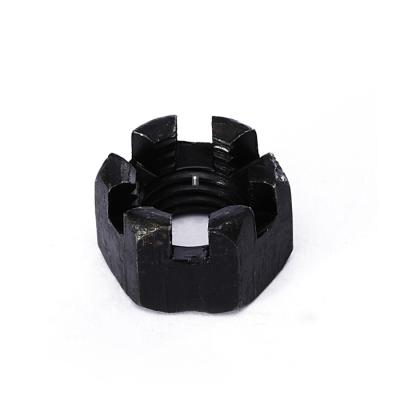 China Heavy Industry Good Quality Castle Lock Nut Black Hexagon Slotted Hex Nut for sale