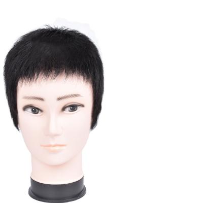 China Full short handwoven headwear, real natural fluffy hair, black men's short hair for sale