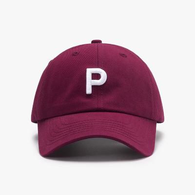 China COMMON wine red dad hat Three-dimensional embroidery outdoor soft top letter breathable cap for sale