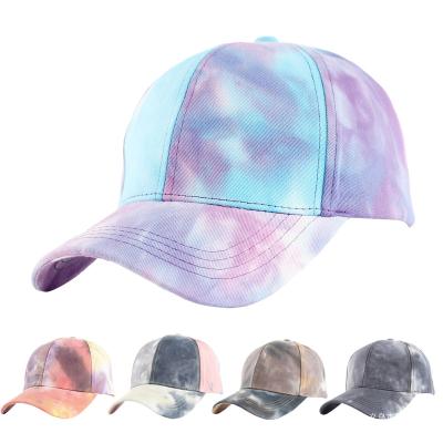 China COMMON Wholesales tie-dye pure cotton cap Sunscreen solid hat hard-top 6 panel cap for sale