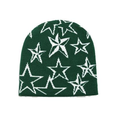 China COMMON Hot five-pointed star jacquard knitted hat warm hat for men and women cold cap winter for sale