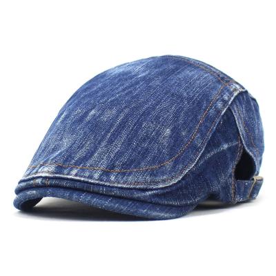 China Fashion\comfortable\durable The New Listing blue denim beret for sports unisex fashion washed cotton hat beret hat for sale