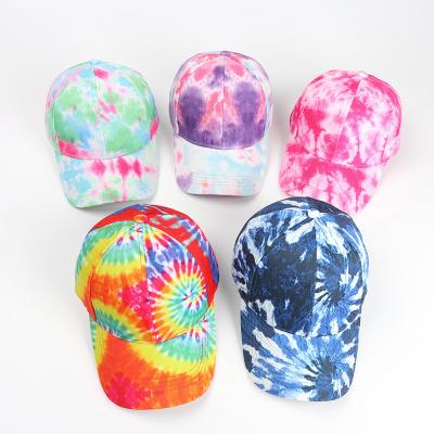 China COMMON Outdoor Adjustable Adult Tie-Dye 3d Printing Unisex Baseball Caps Cotton Fashion Summers 6 Panels Baseball Cap for sale