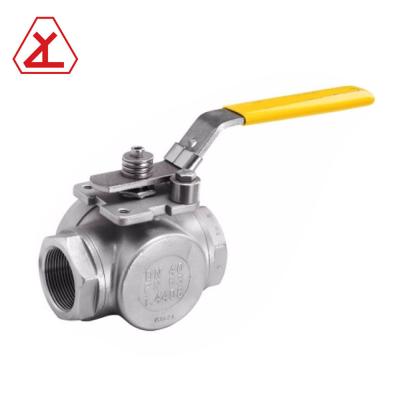 China CF8 Double Stainless Steel Hydraulic Pressure Three Way Ball Valve for sale