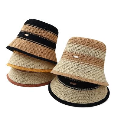 China Sunshade 2023 new knit ladies Sun bucket hat colorful soft women's foldable hats beach brim sunshade wide breathable fashion hat summer for sale