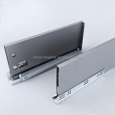 China Anti-fingerprint easy installation unique epoxy spray structure slim box drawer tandem slide for bedroom wardrobe for sale