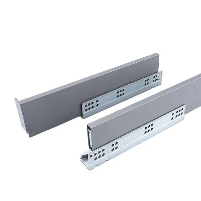 China Modern High Quality Two Way Open Roller Metal Undermount Factory Supply Soft Narrow Drawer Slides for sale