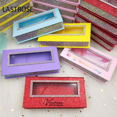 China Empty lashbox packaging custom logo printed eyelash packaging box glitter pull out lashbox private label holographic drawer lash boxes for sale