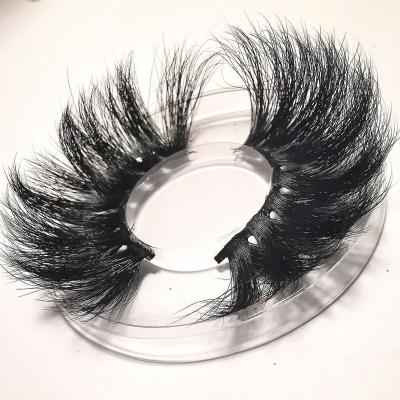 China Wholesale Natural Long Lashes Mink 25mm 5D Mink Eyelash Strip Lashes 100% Real Full Eyelash With Custom Lash Packaging for sale