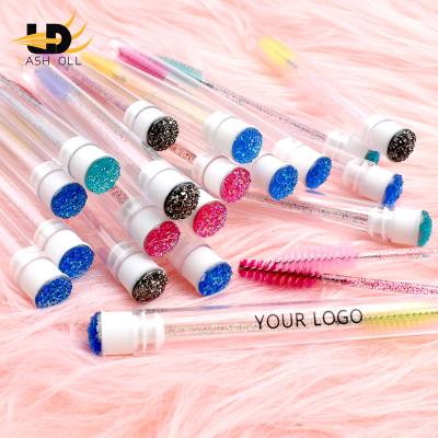 China Crystal Eyelash Disposable Reusable Silicone Brush Bling Brush Replaceable Dustproof Bling Silicone Eyebrow Brush Tube Eyelash Glitter for sale