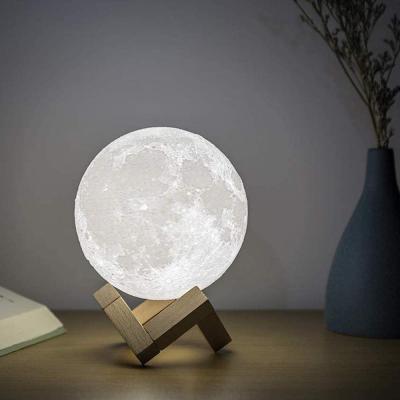 China Wireless 3D Lamp 3D Moon Night Light 8cm 10cm 15cm 20cm Modern Touch Control Home Wireless 22cm Moon Table Lamp for sale