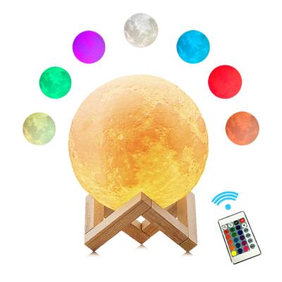 China Modern 8cm 10cm 12cm 15cm 18cm 20cm Moon 3D Printing 24cm Led Lamp Warm And Cool White Light for sale