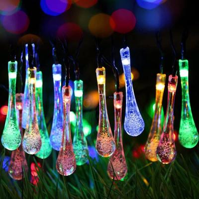 China Wholesale Adjustable Fairy Solar Garden Decorative Lights Raindrop Garden Wedding Party LED Globe String Lights With Clear Bulbs for sale