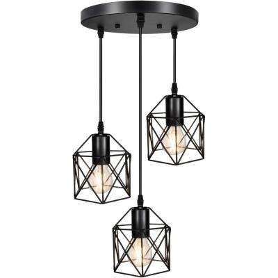 China Vintage Exterior Mounted Chandelier, Adjustable Mini Chandelier with 3 Shades, Interior Lighting Black Recessed Ceiling Light for sale