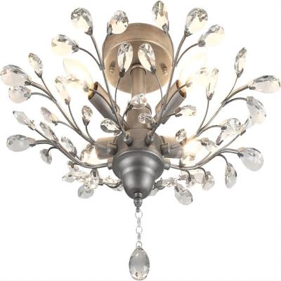 China Surface Mounted LED Modern Personality Atmospheric Crystal Chandelier Near Retro Ceiling Lamp Recessed Installation Silver Gray Crystal Lamp Cha for sale