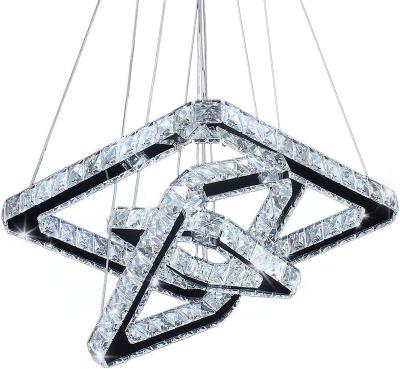 China Surface Mounted Rings Chandelier Square Modern Crystal Chandeliers LED Pendant Lights Height Shape Adjustable Ceiling Lamp (Cool White) for sale