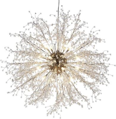 China Modern Minimalist Metal LED Fireworks Outdoor Mounted Crystal Chandelier Stainless Steel Diameter 31.5 Inch Ceiling Lamp Chandelier for sale