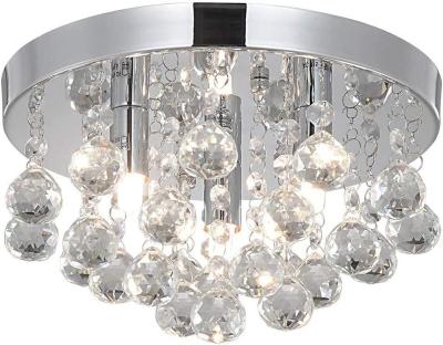 China Modern Metal Crystal Glass Chandelier Round 3 Lights Outdoor Mounted Minimalist LED Silver Recessed Ceiling Lamp Chandelier for sale