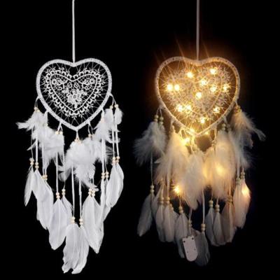 China India Dream Catcher with Led Lights Dreamcatcher for Kids Bedroom Decor Baby Room Birthday Wedding Party Supplies Car Ornament Gift for sale