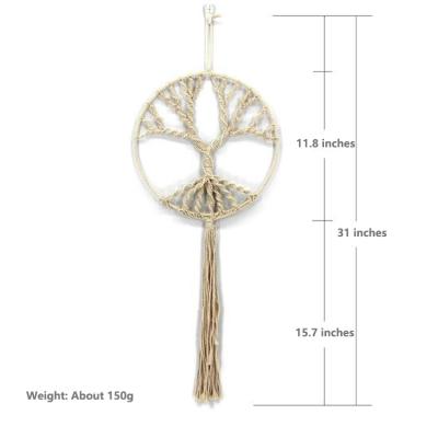 China Traditional Handmade Dreamy Tree of Life Wall Hanging Catcher Boho Decor Kids Feather Tassel Macrame Wall Hanging Decoration Gifts Tapestry for sale