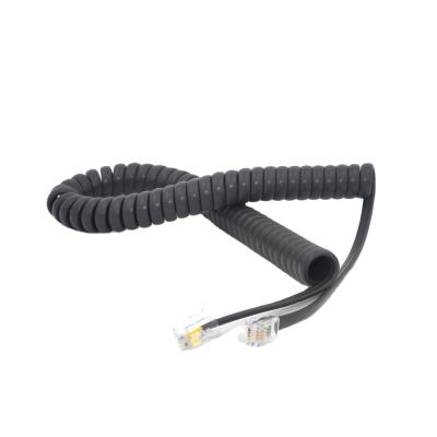 China Flexible Flexible RJ9 4P4C Male To Male Spiral Cable for sale