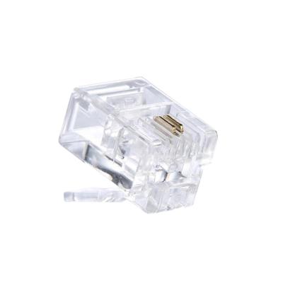 China High Quality Good-Plated Cat3 Phone Cable Lan Connector UTP 6P2C RJ11 Crystal Modular Plug for sale