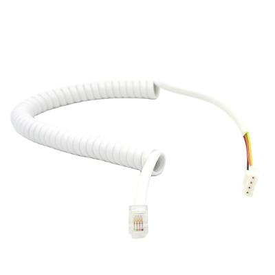 China RJ9 Telephone Handset Coil Copper Cord To 2.54mm Terminal Spiral Cables for sale