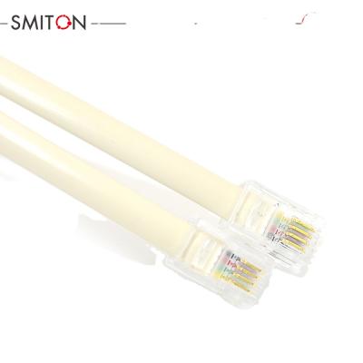 China SMITON Copper Flat Type Telephone Cable RJ9 To RJ9 4P4C Cable for sale