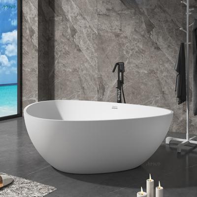 China Solid Outdoor Freestanding Artificial Stone Resin Bathtub Bathroom Soaking Stone Single Bathtub for sale