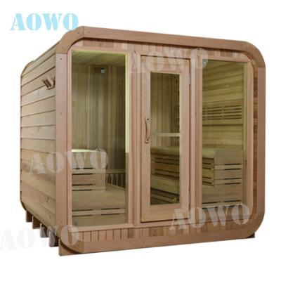 China Outdoor Computer Control Panel Barrel Sauna Steam Bath Outside Saunas Spa Room Garden Red Cedar Wood Sauna Barrel for sale