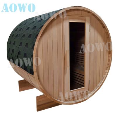 China Computer Control Panel Outdoor Barrel Sauna Room For Outdoor Traditional Wood Sauna Room Outdoor Cedar Steam Room Garden Barrel for sale