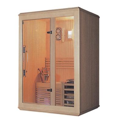 China Computer Control Panel Light Wave Sauna Room Bath Room Wooden Traditional Steam Sauna Room for sale