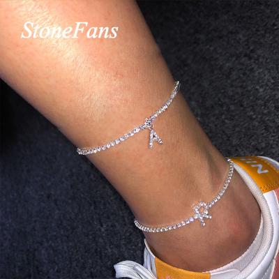 China New 26 Letter Personality Tennis Bracelet Foot Chain Pendant Foot Jewelry FASHIONABLE Name Anklet for sale