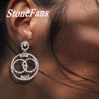 China New High Quality Vintage CC Earrings Women Fashion Dangle Crystal Geometric Hoop Earrings for sale