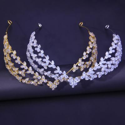 China Luxury Women Luxury Bridal Headwear Wedding Zircon Crown Headband Bridesmaid Zircon Forehead Chain Jewelry for sale