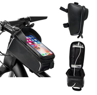 China Water Resistant Waterproof Premium Smartphone Top Front Mount Storage Case Tube 2021 Touch Screen Phone Holder Bike Frame Bag for sale