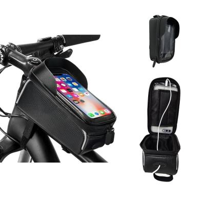 China Water Proof Front Clutch Frames Bicycle Rainproof Touch Screen Phone Bag Cycling Tubular Bike Phone Holder For Bike for sale