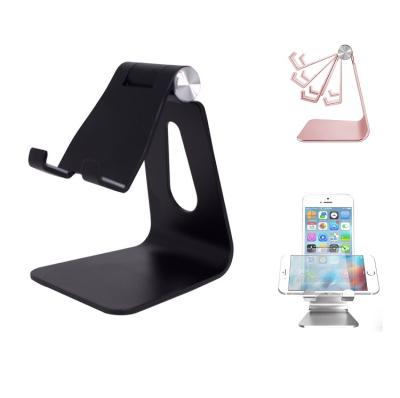 China 2020 Foldable And Portable Adjustable Angle Desktop Metal Mobile Phone And Tablet Holder Stand Android Android Black Aluminum Dock for sale