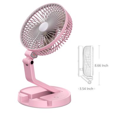 China Lamp With Led Lamp 3 Gears Rechargeable Battery Operated Retractable Tabletop Fan for sale