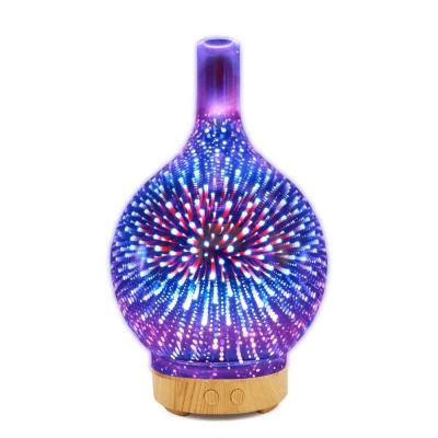 China Quiet Galaxy 100ml Cover Glass Whisper Car Household 3D Vase With Amazing LED Lights Aroma Diffuser for sale