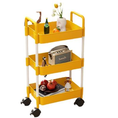 China Sustainable High quality Home Organizer Multi Layer Shelf Metal Rolling Hand Cart  amp Trolleys Plastic Kitchen Display Storage for sale