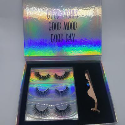 China Natural 100 Real Mink Lashes 3 Pairs / 5d Eyelash Extensions With Private Label for sale